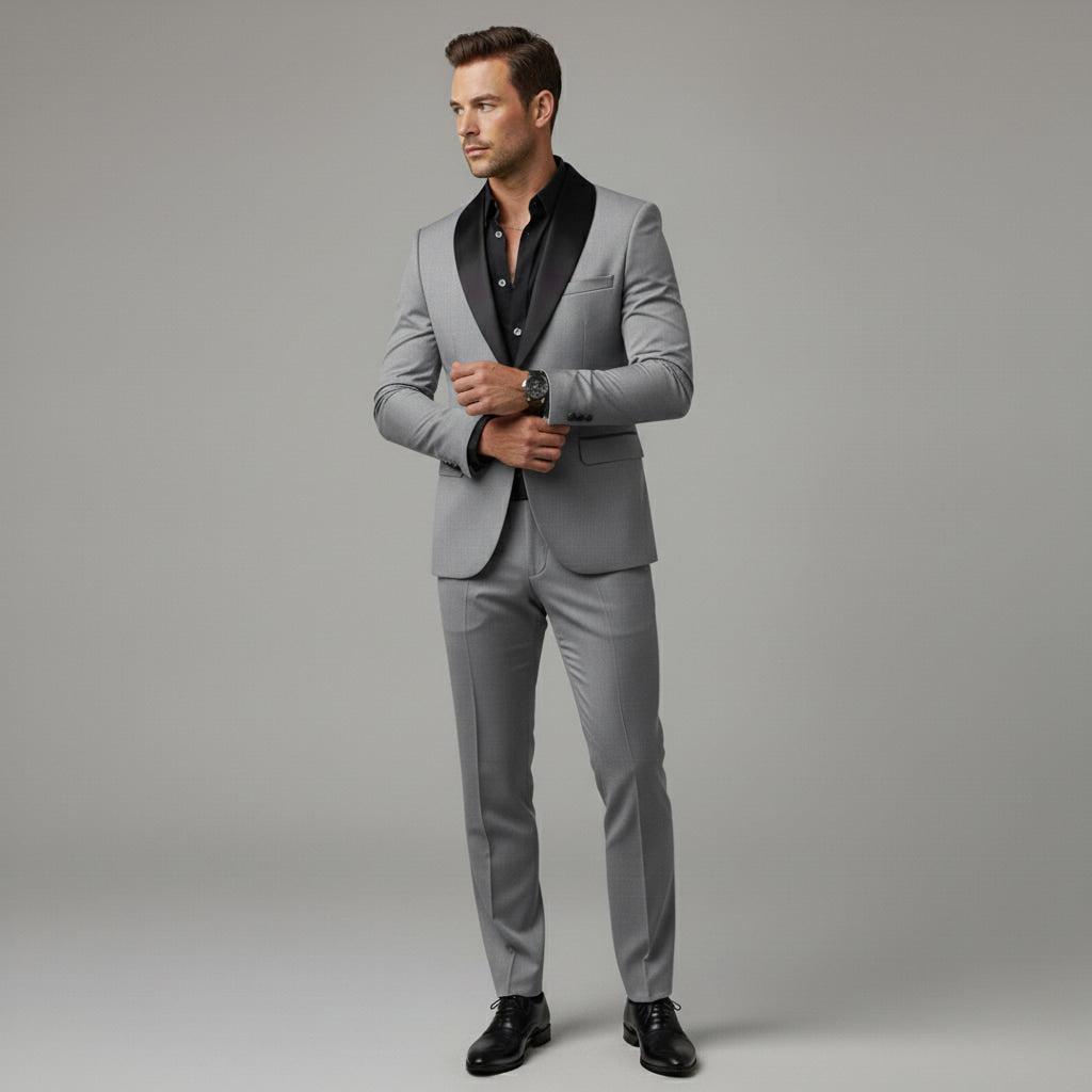 Herren Slim Fit Anzug Set - Zweiteiliger Blazer und Hose