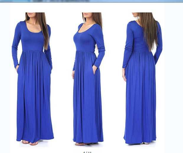 Damen Alltagstaugliches Maxikleid mit praktischen Taschen und fließendem Schnitt Stilzeits