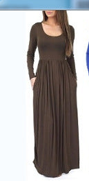 Damen Alltagstaugliches Maxikleid mit praktischen Taschen und fließendem Schnitt Stilzeits