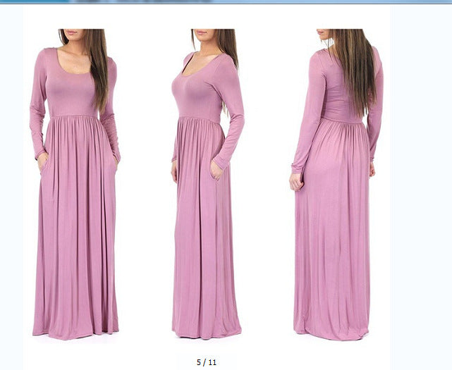 Damen Alltagstaugliches Maxikleid mit praktischen Taschen und fließendem Schnitt Stilzeits