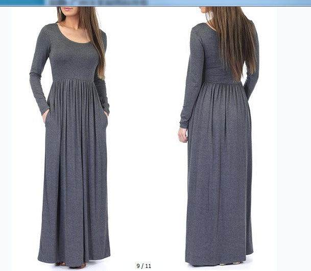 Damen Alltagstaugliches Maxikleid mit praktischen Taschen und fließendem Schnitt Stilzeits