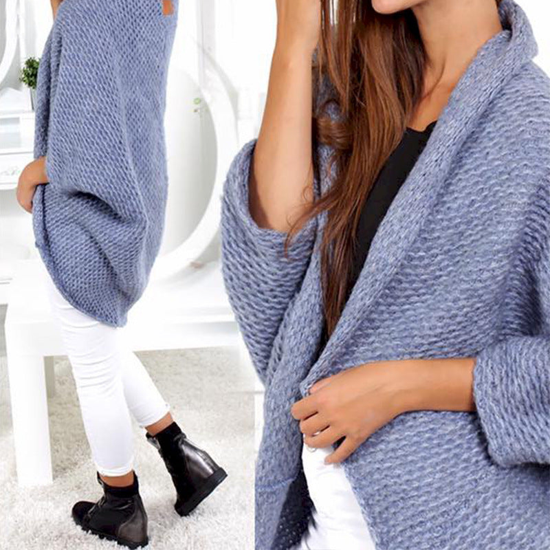 Damen lässige Strickponcho mit weitem Schnitt und eleganten Details Stilzeits