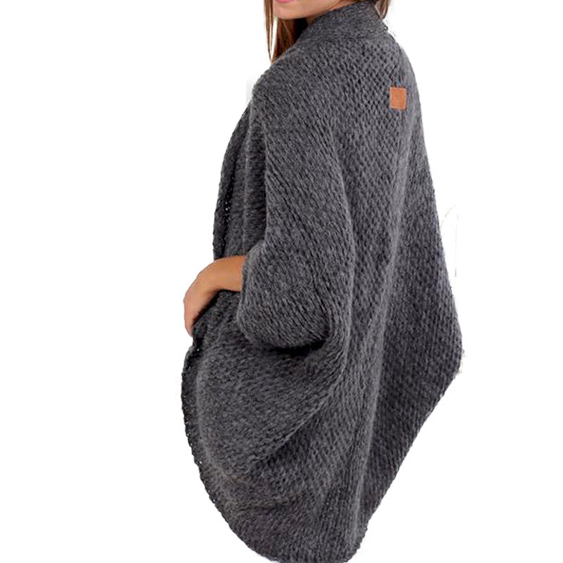 Damen lässige Strickponcho mit weitem Schnitt und eleganten Details Stilzeits