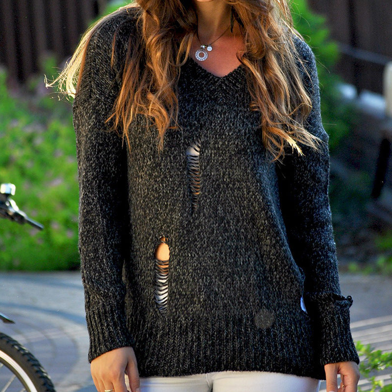 Damen Grobstrickpullover mit innovativem Schnitt und lässigen Details Stilzeits