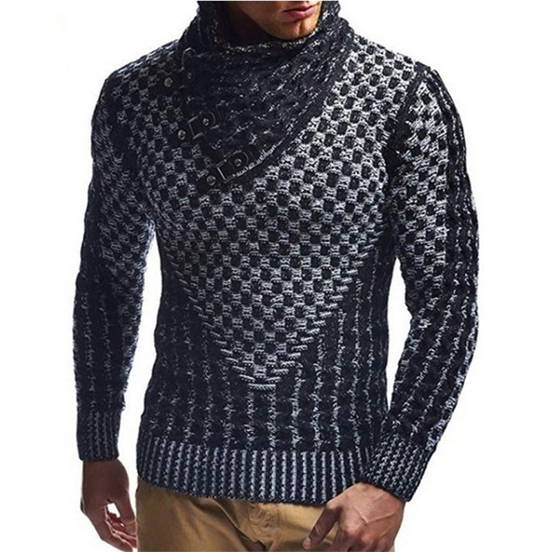 Herren Strickpullover mit modernem Zopfmuster und hochgeschlossenem Kragen Stilzeits