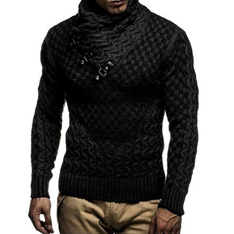 Herren Strickpullover mit modernem Zopfmuster und hochgeschlossenem Kragen Stilzeits