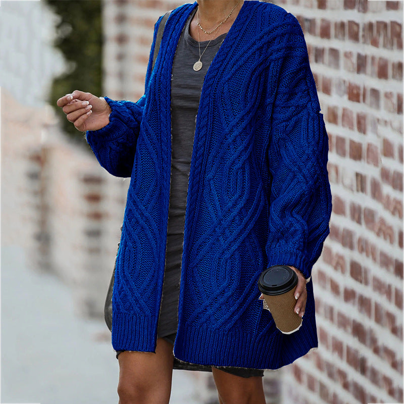 Damen Grobstrickcardigan mit elegantem Zopfmuster und lässigem Schnitt Stilzeits