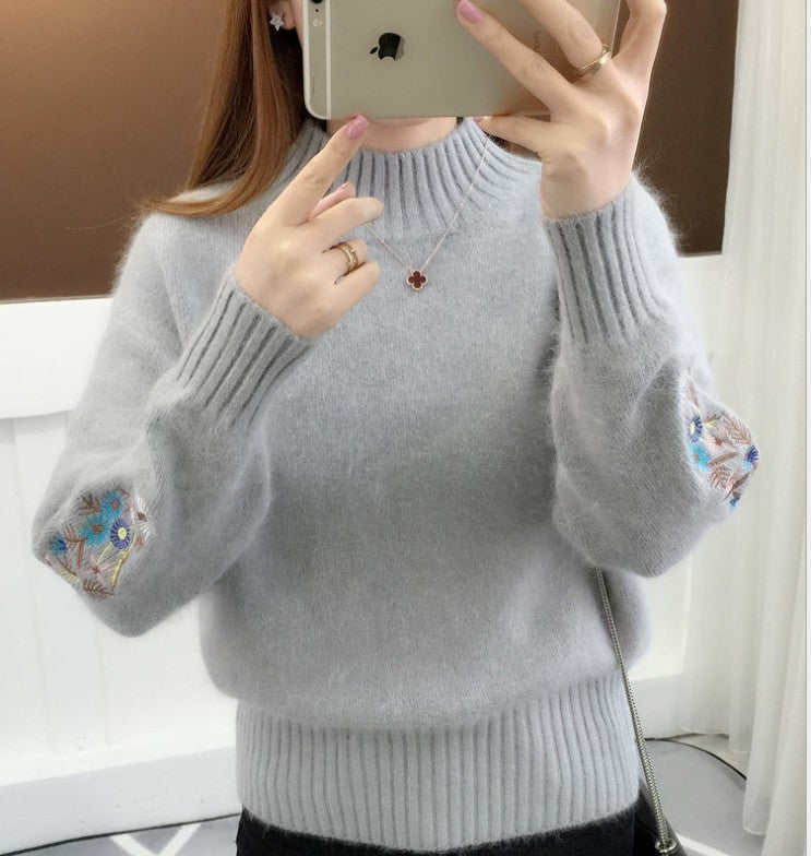 Damen Strickpullover mit eleganten Stickereien Stilzeits