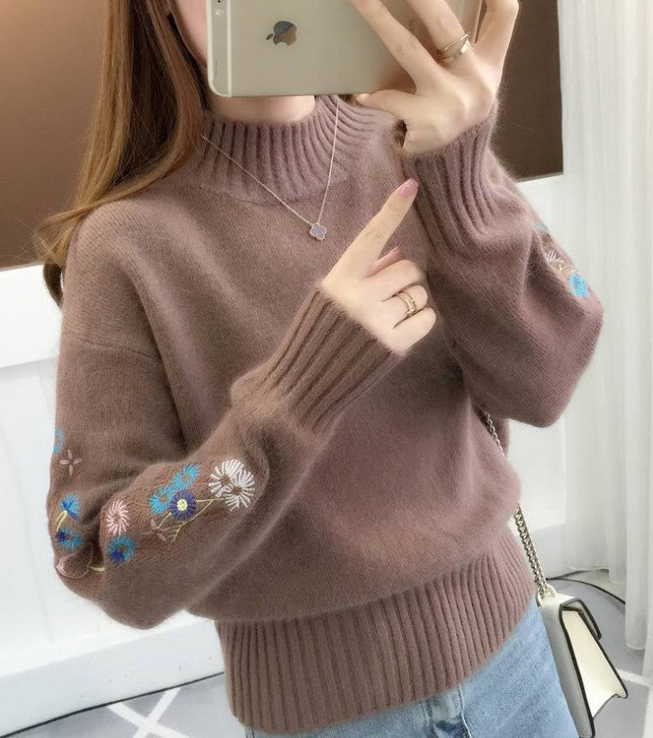 Damen Strickpullover mit eleganten Stickereien Stilzeits