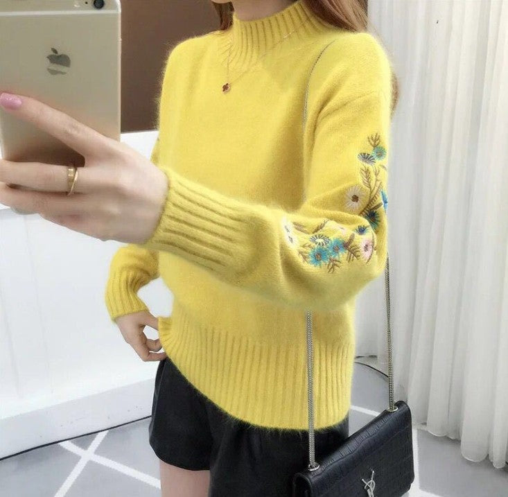 Damen Strickpullover mit eleganten Stickereien Stilzeits