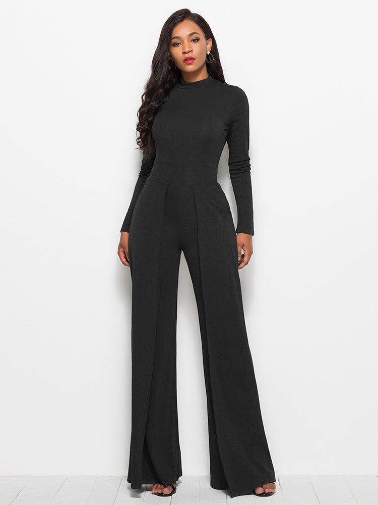 Damen Eleganter und fließender Jumpsuit mit langen Ärmeln Stilzeits