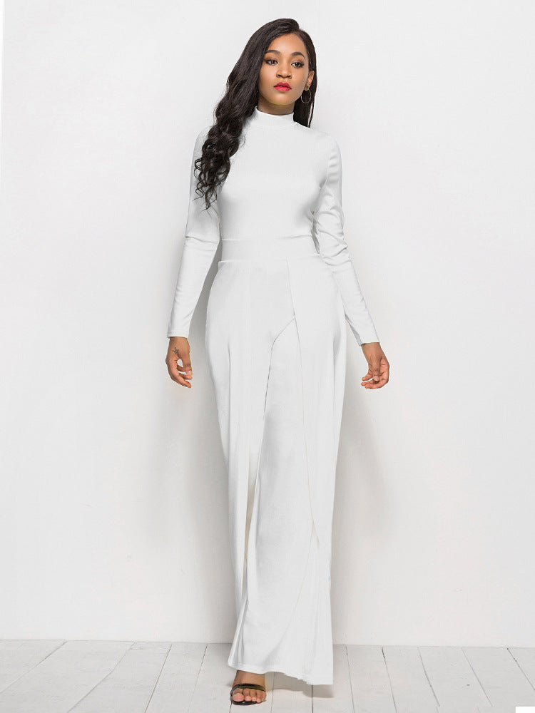 Damen Eleganter und fließender Jumpsuit mit langen Ärmeln Stilzeits