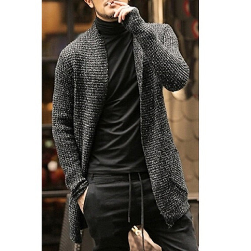 Herren Grober Strickcardigan mit offenem Design und modernen Details Stilzeits