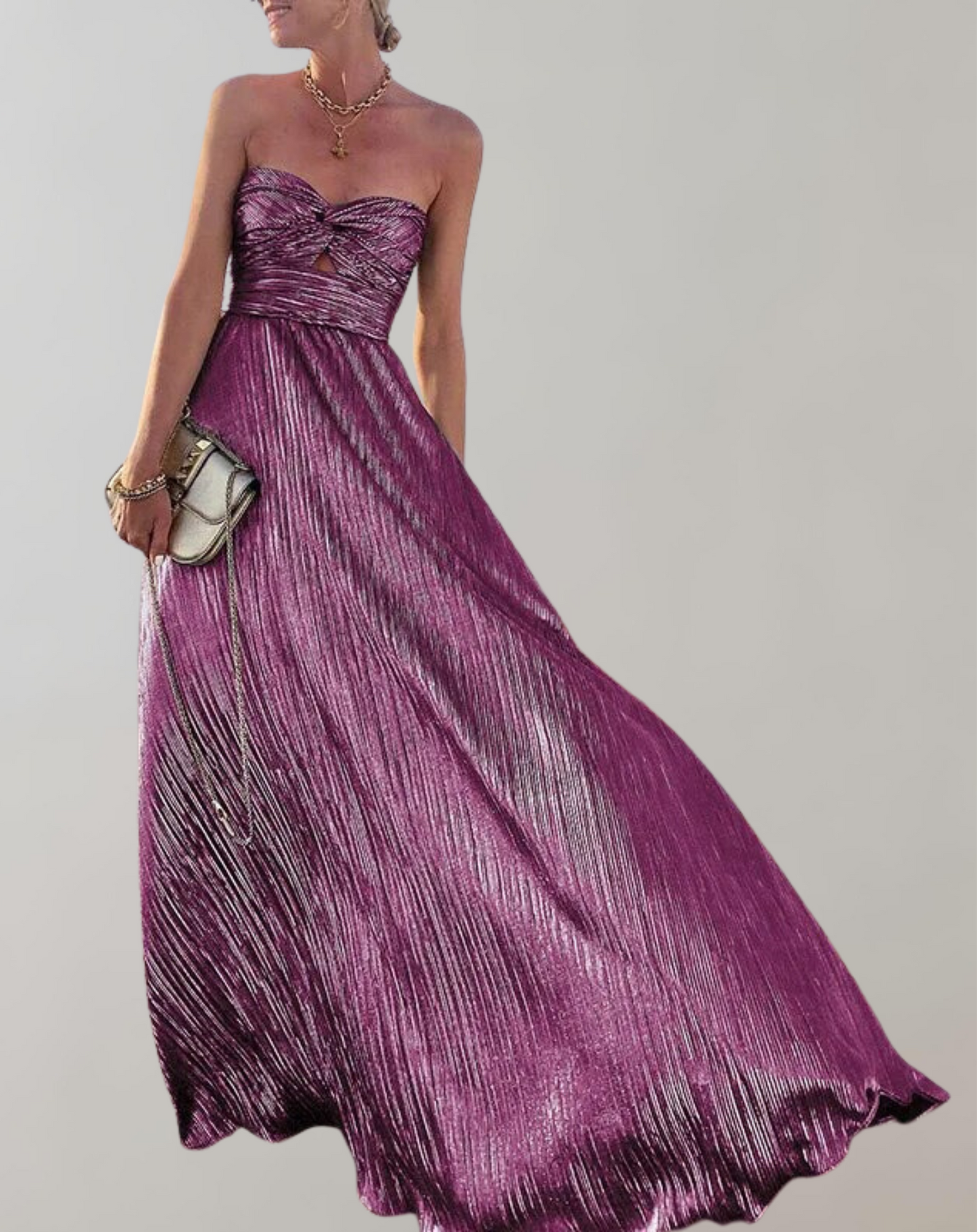 Schickes Festkleid mit schrägen Ausschnitt