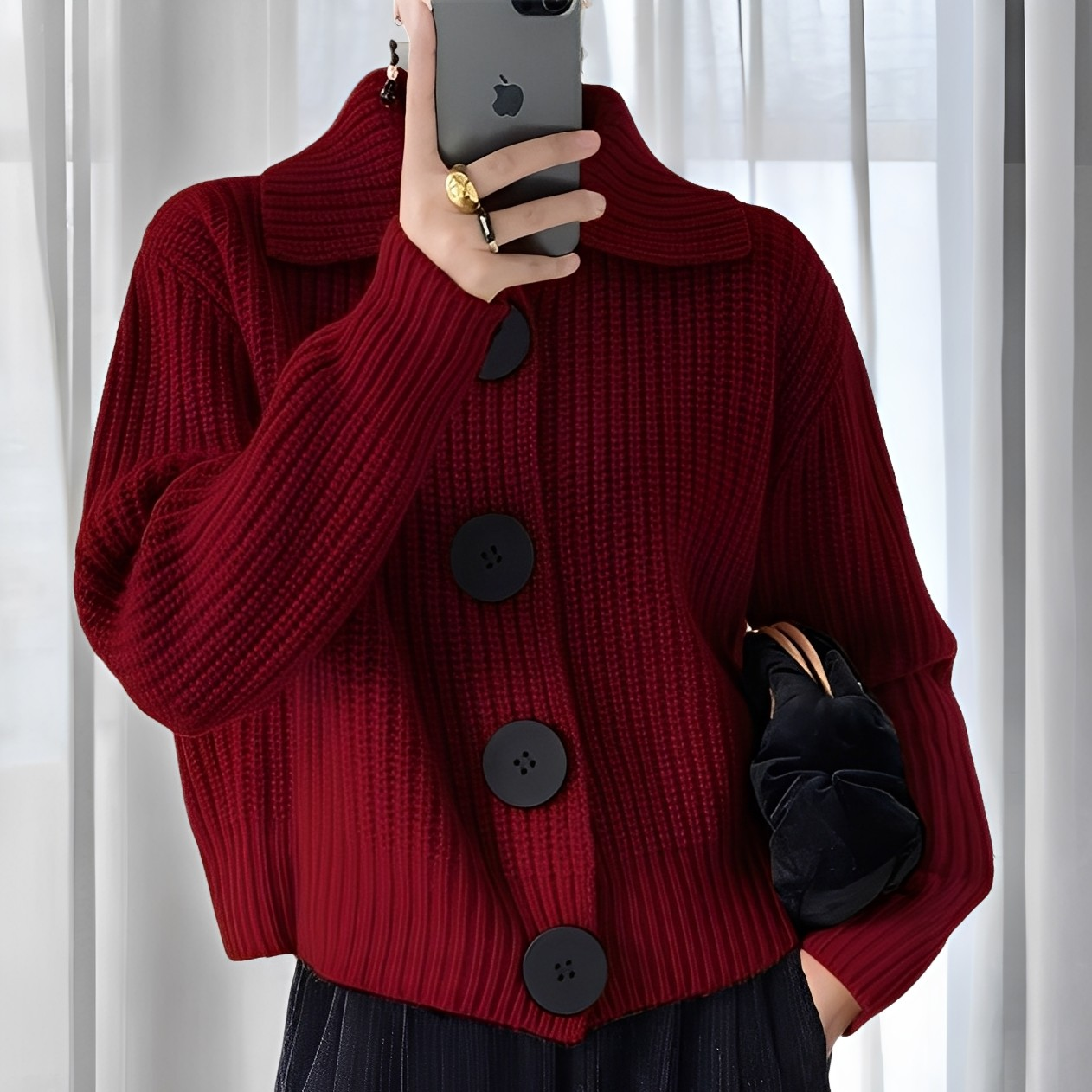 Stilzeits | modischer Cardigan mit großen Knöpfen für Frauen