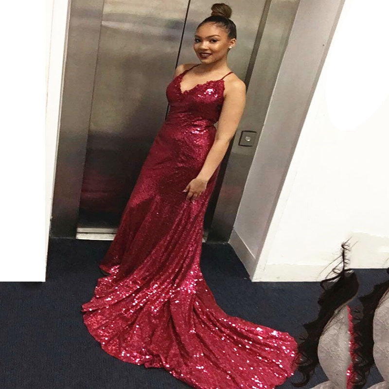 Damen Glamouröses Langarmkleid mit schimmernden Pailletten Stilzeits