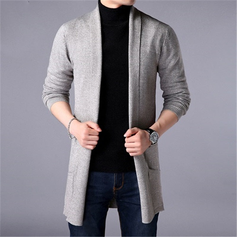 Herren lässiger Strickcardigan mit offenem Schnitt und praktischen Taschen Stilzeits