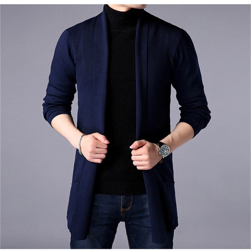 Herren lässiger Strickcardigan mit offenem Schnitt und praktischen Taschen Stilzeits