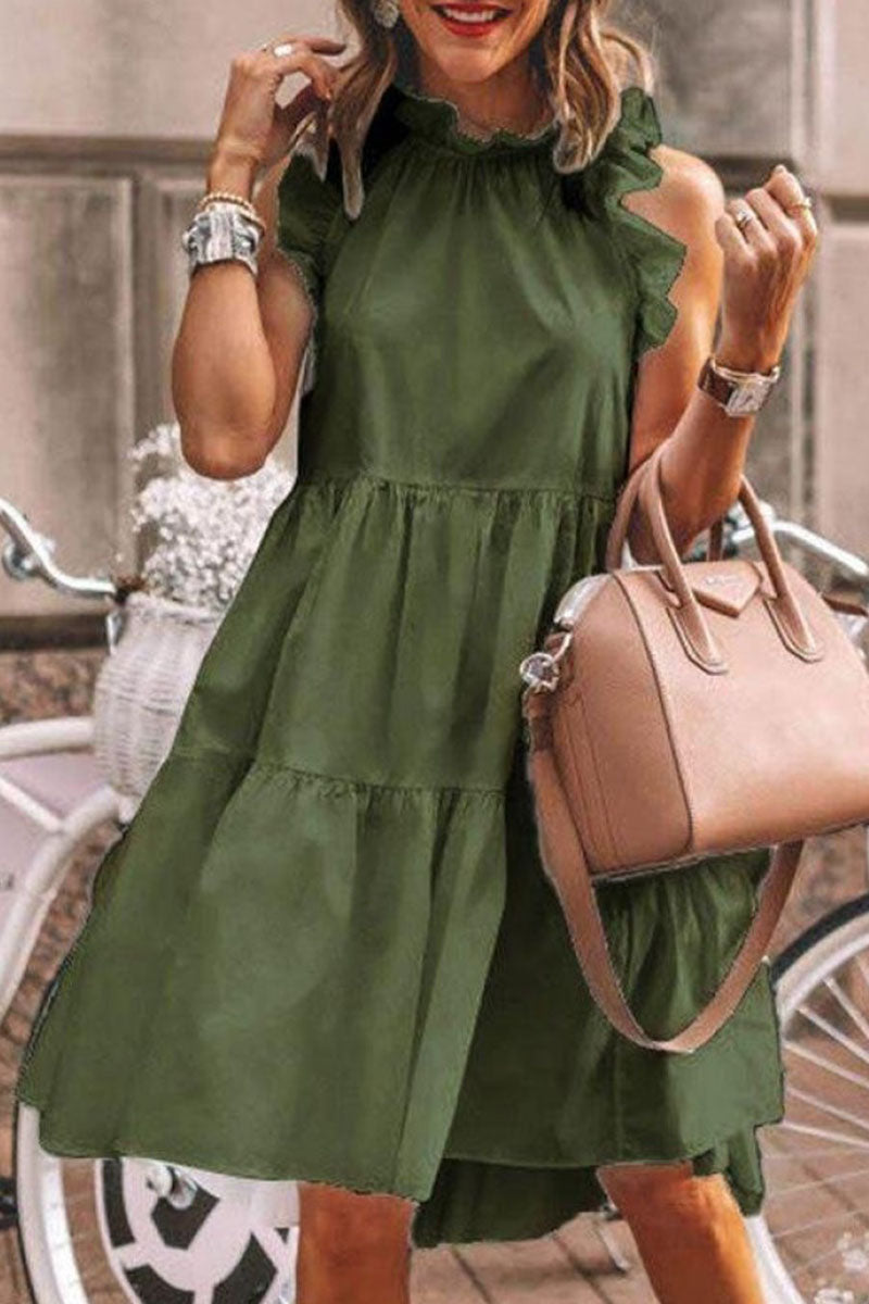 Qeturah: Ärmelloses Kleid mit Rundhals