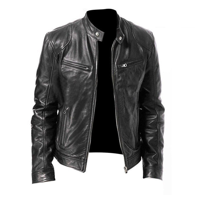 Vegan Lederjacke Reginald für Herren mit Stehkragen
