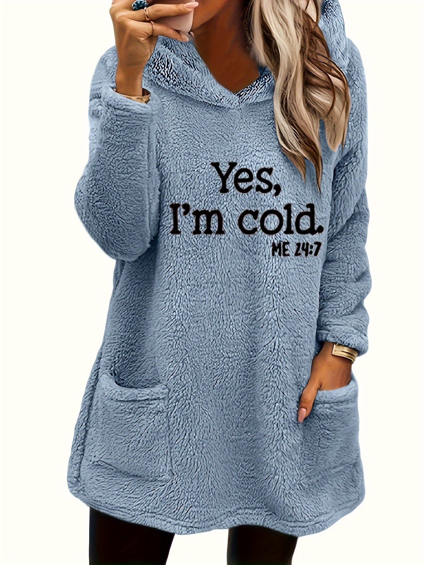 Stilzeits | Langer Hoodie mit Print Fleece Wärme und Komfort