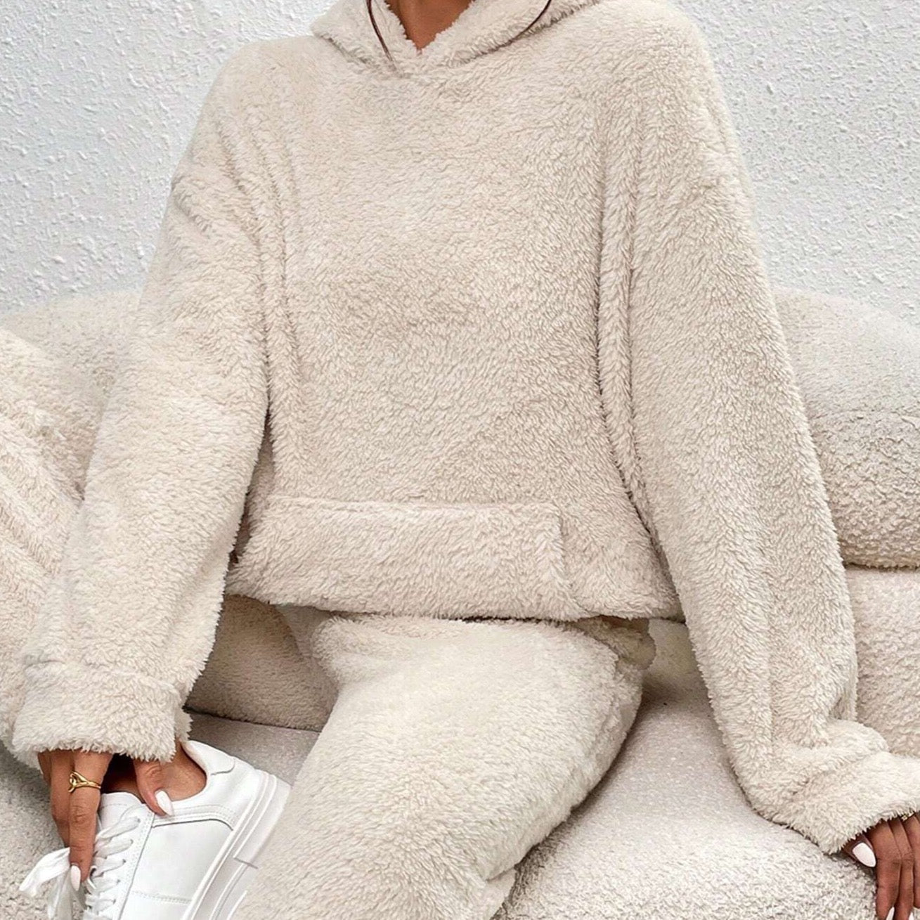 Stilzeits | Weiche Teddyjacke Damen Loungewear Satz mit Kapuze