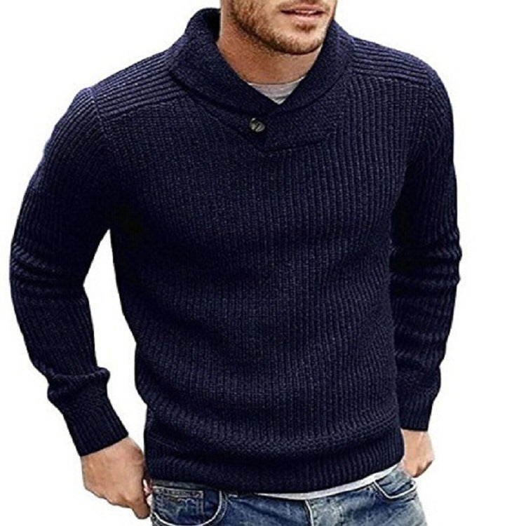 Herren Strickpullover mit Schalkragen und Knopfdetail Stilzeits