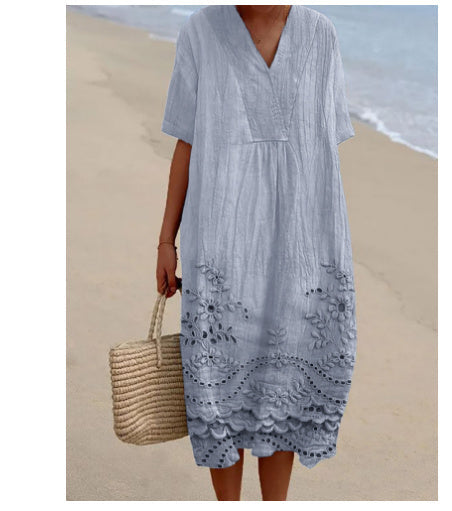 Baumwoll-Leinen Freizeitkleid von Fudus - Vielseitig kombinierbar