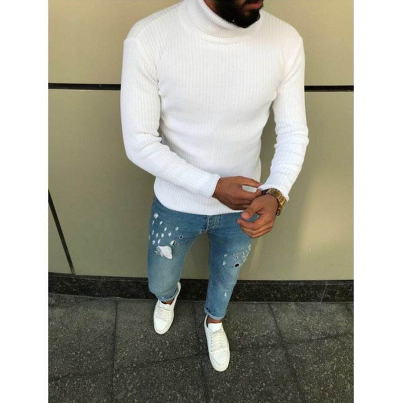 Herren Hochwertiger Strickrollkragenpullover Stilzeits