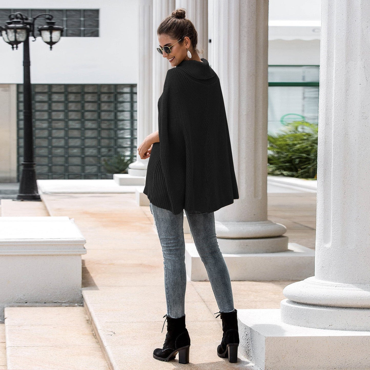 Damen Cape-Pullover mit strukturiertem Design und weitem Schnitt Stilzeits