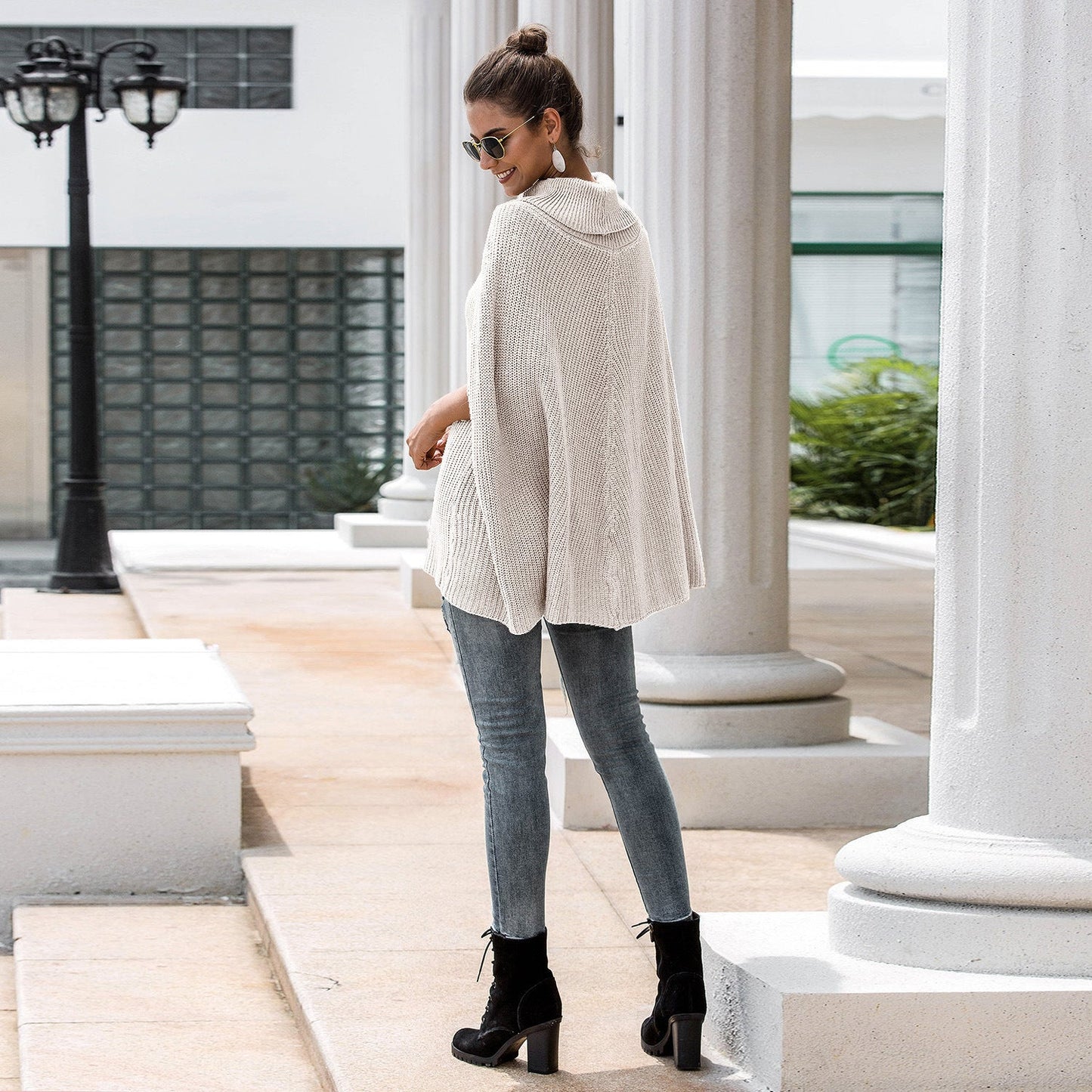 Damen Cape-Pullover mit strukturiertem Design und weitem Schnitt Stilzeits