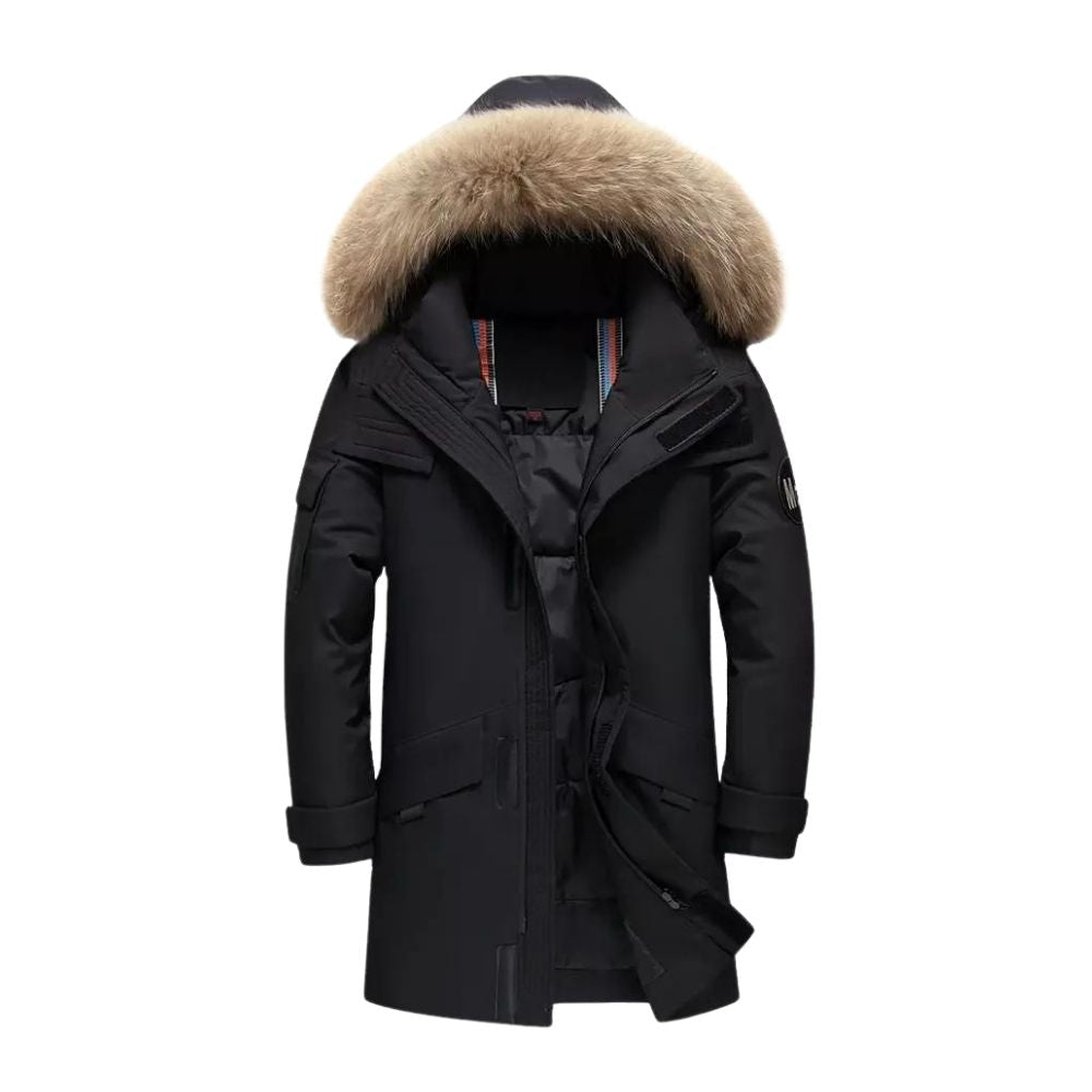 Stilzeits | Herren Pelzmantel mit Kapuze