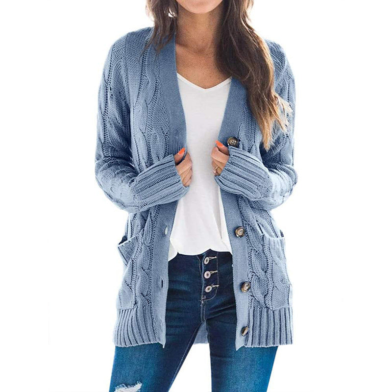 Damen Grobstrick-Cardigan mit aufwendigem Zopfmuster und praktischen Taschen Stilzeits