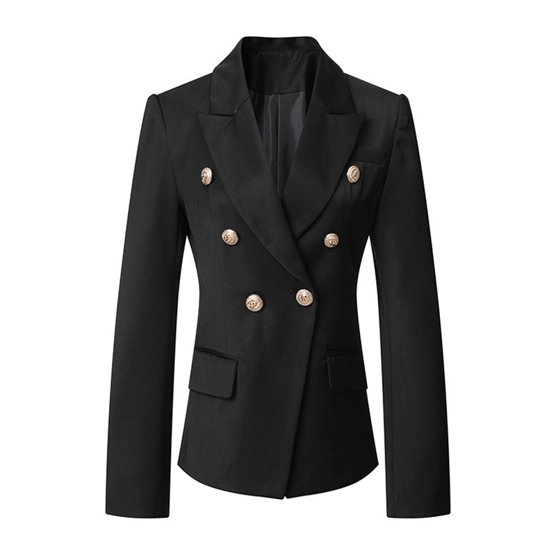 Damen Elegante Doppelreihige Blazerjacke mit goldenen Knöpfen Stilzeits