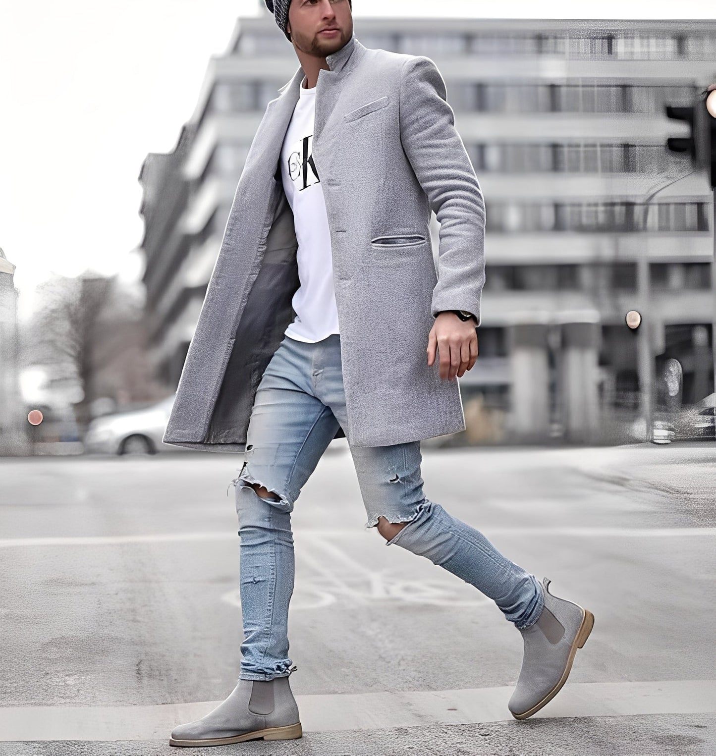 Stilzeits | Lässiger langer Wollmantel für Herren