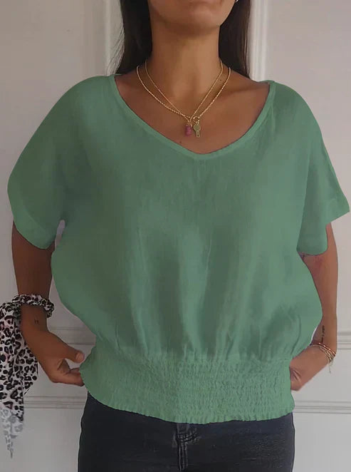 T-Shirt Belinda mit V-Ausschnitt und halben Ärmeln