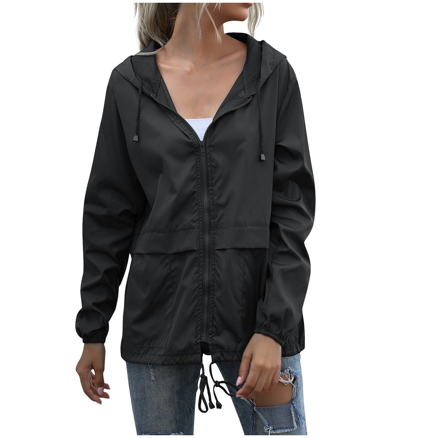 Damen Wasserdichte Jacke mit Kapuze - Winddichtes Design