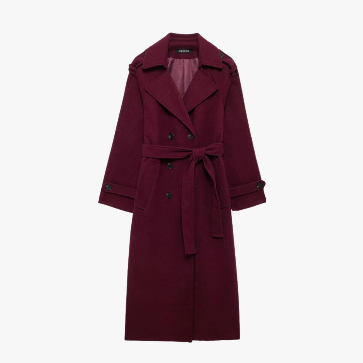 Stilzeits | Eleganter Trenchcoat in Bordeauxrot mit Gürtel