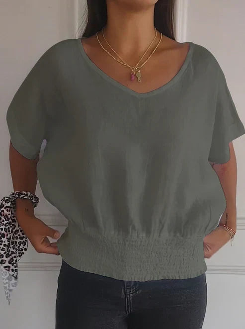 T-Shirt Belinda mit V-Ausschnitt und halben Ärmeln