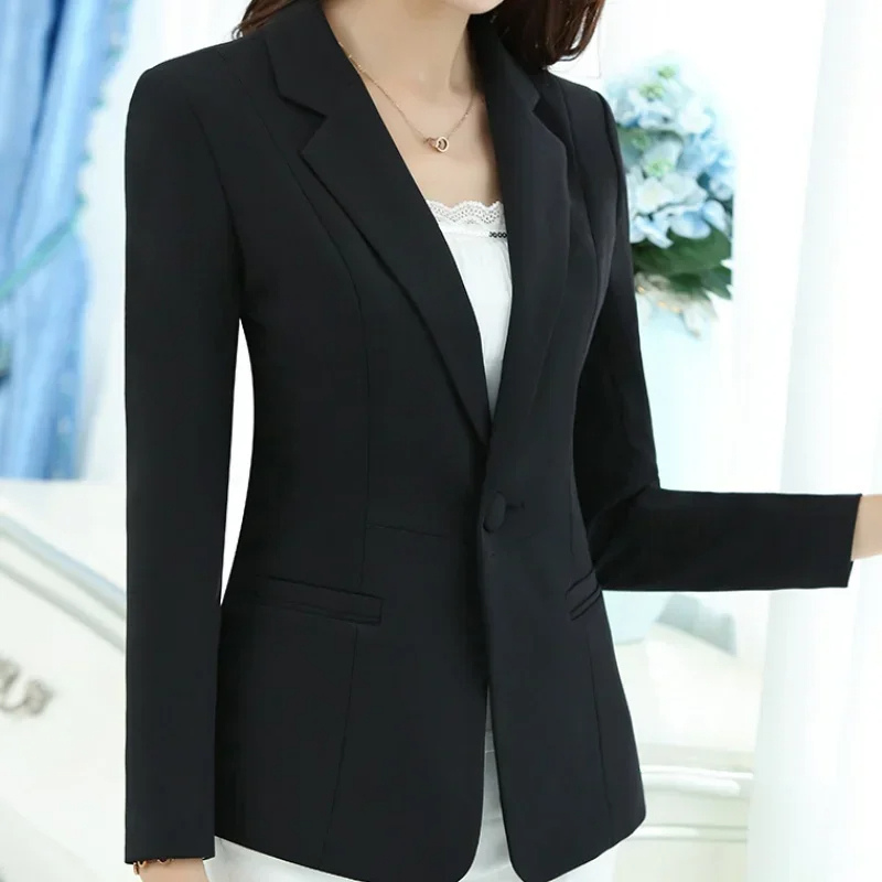 Women's Ankle-Length Button Blazer - Ideal for the Office