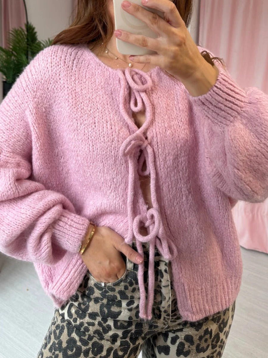 Stilzeits | Strickcardigan mit Schleifen Weich und Warm Trendy Look