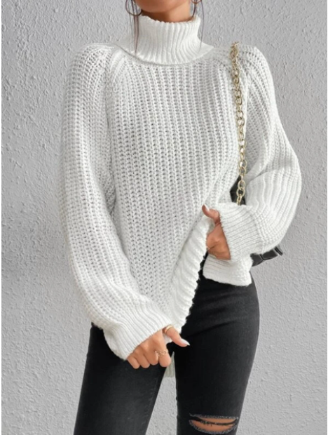 Stilzeits | Full Größe Turtle Ribbed Knit Schlitzpullover