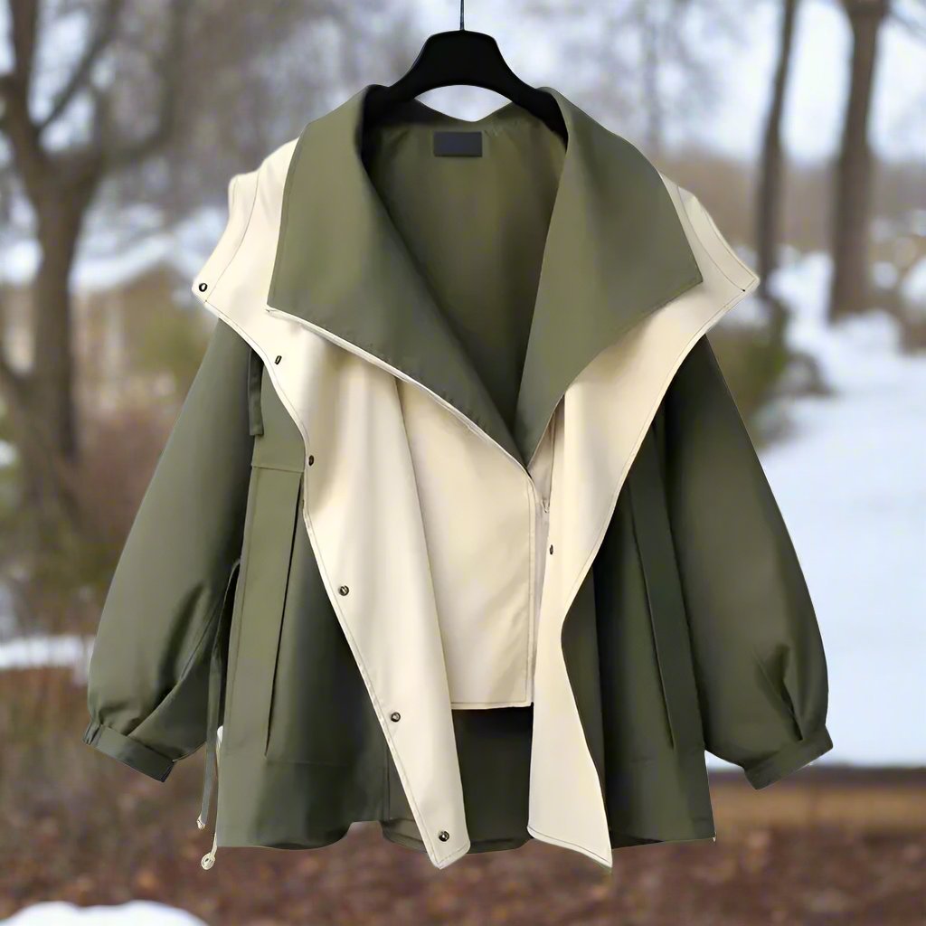 Stilzeits | Baumwolljacke - Drapierte Kragen Lässige Passform Jacke