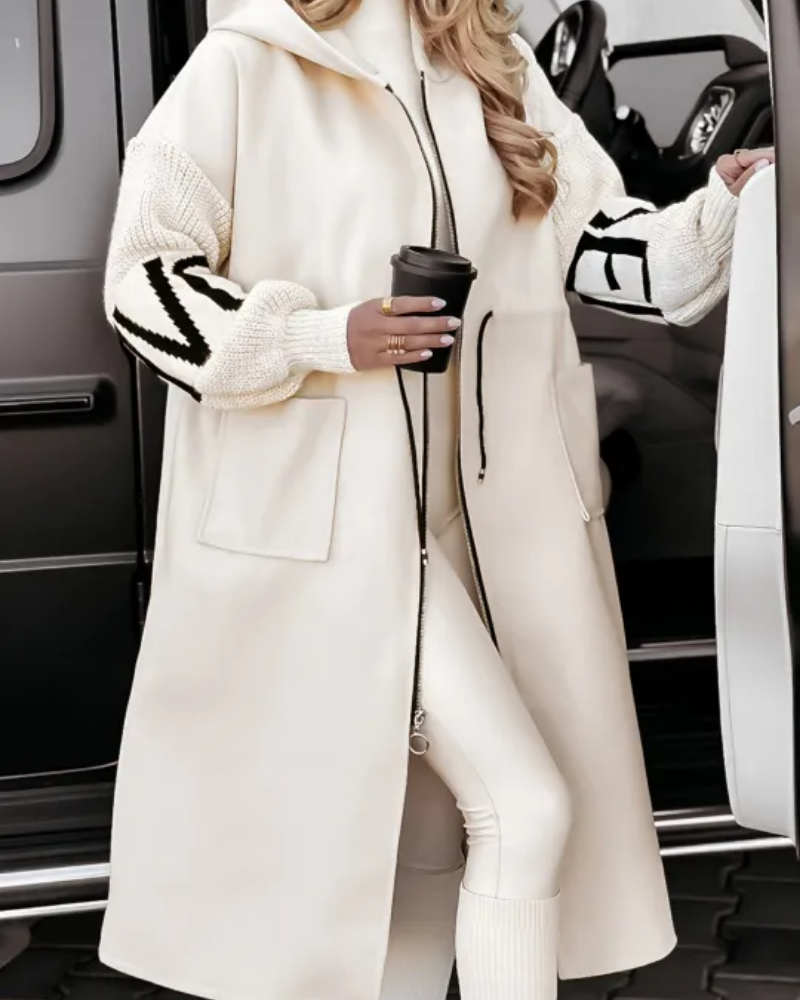 Stilzeits | Freizeit-Hoodie mit Gestrickten Ärmeln