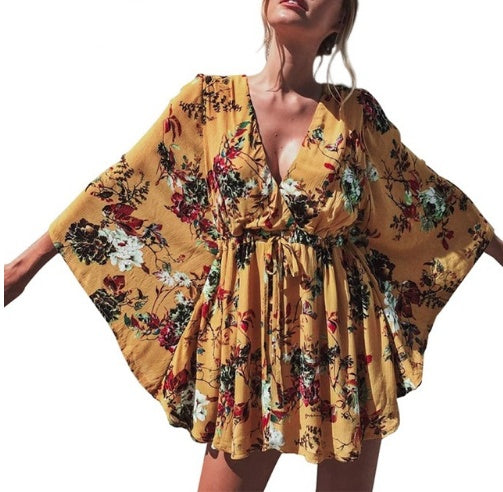 Fudus Boho Blumenärmel-Kleid