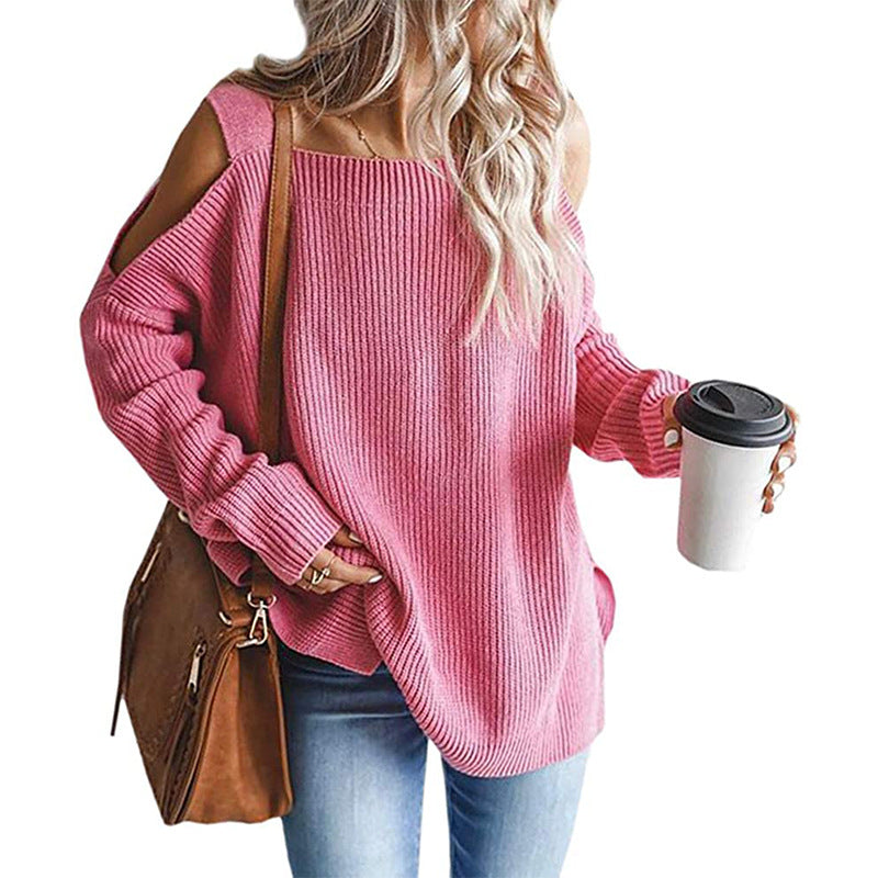 Damen Off-Shoulder Strickpullover mit modernen Details Stilzeits