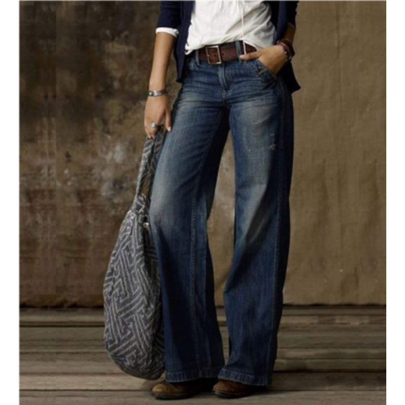 Damen High Waist Jeans | Weites Bein