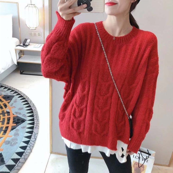 Damen Grobstrickpullover mit Zopfstrickmuster und lässigem Schnitt Stilzeits