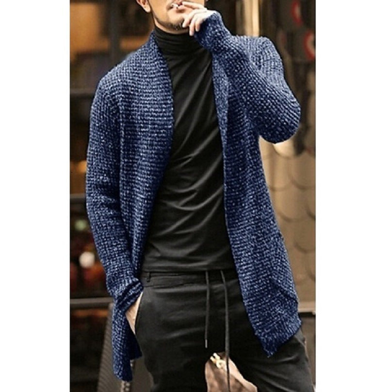 Herren Grober Strickcardigan mit offenem Design und modernen Details Stilzeits