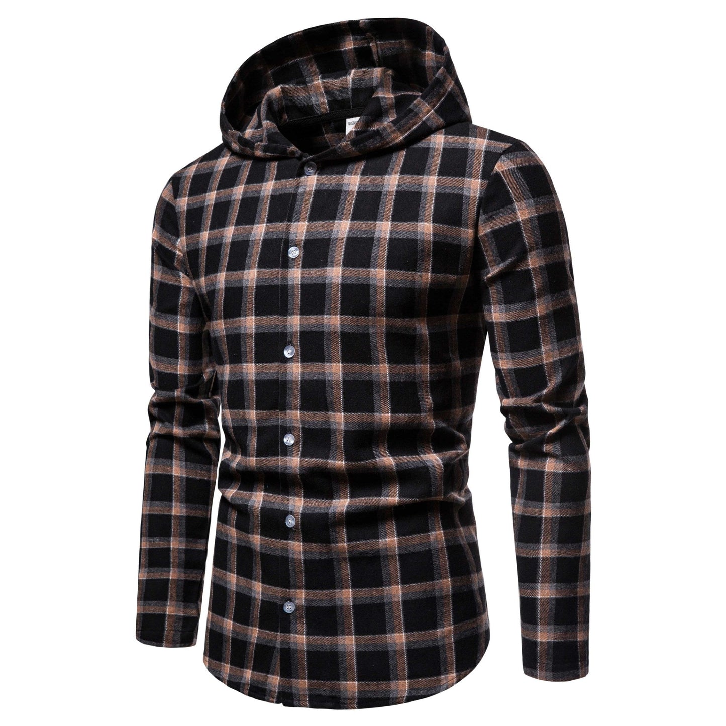 Herren lässiges Flanellhemd mit integrierter Kapuze Stilzeits